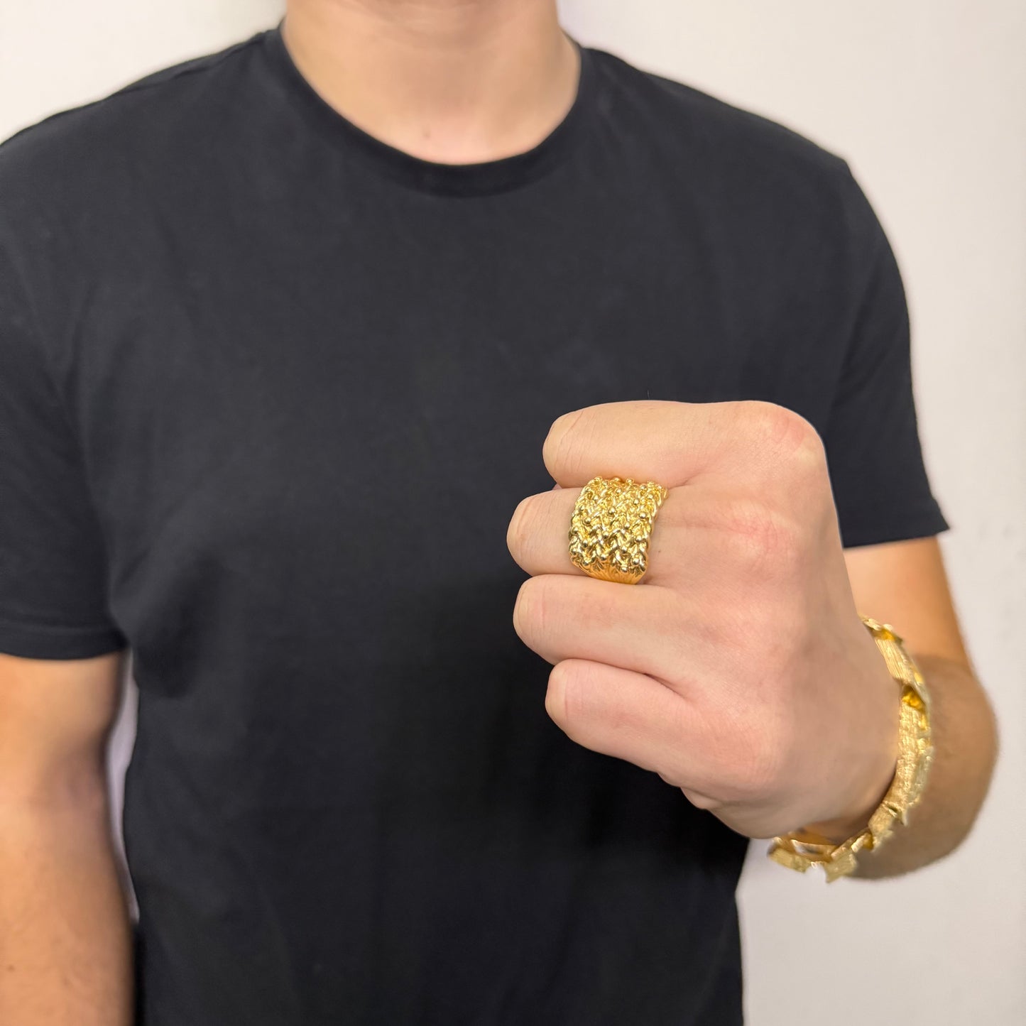 9ct Gold On Silver 5 Row Keeper Ring