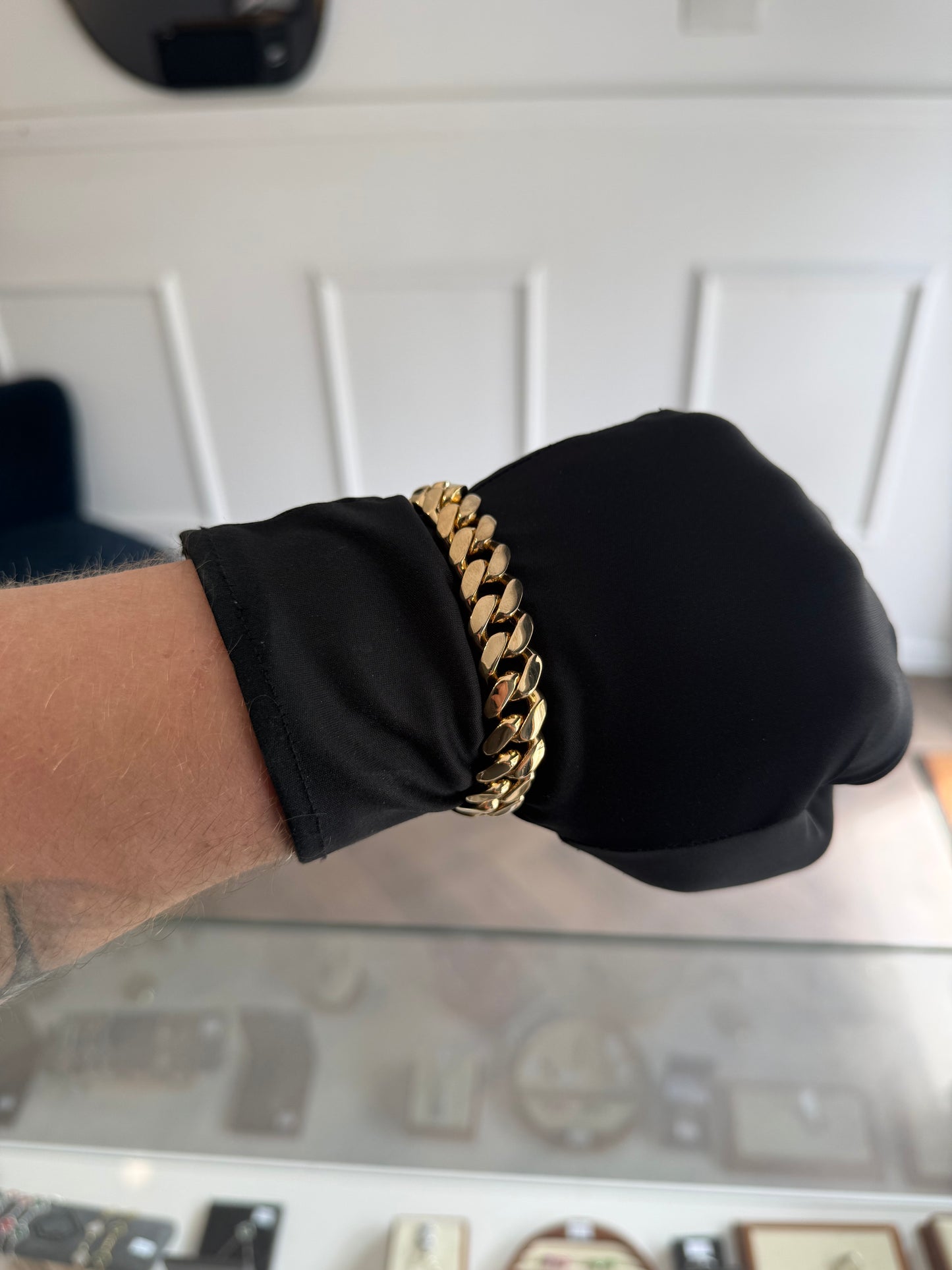 Gold on silver 14mm cuban bracelet