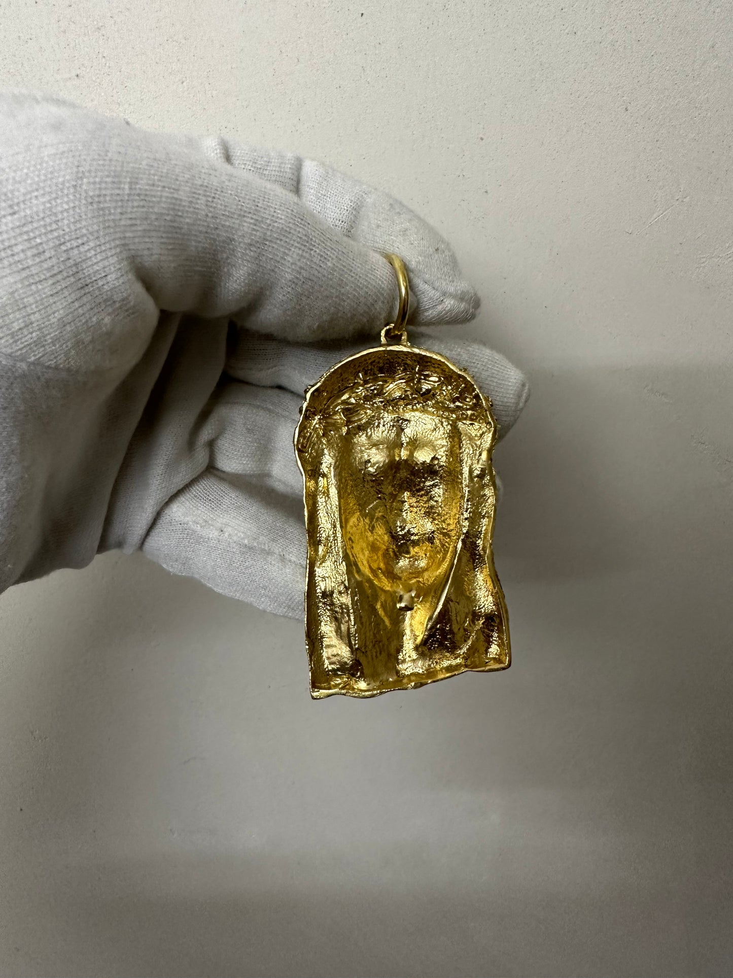 9ct Gold On Silver Jesus Pendant - XL Bail