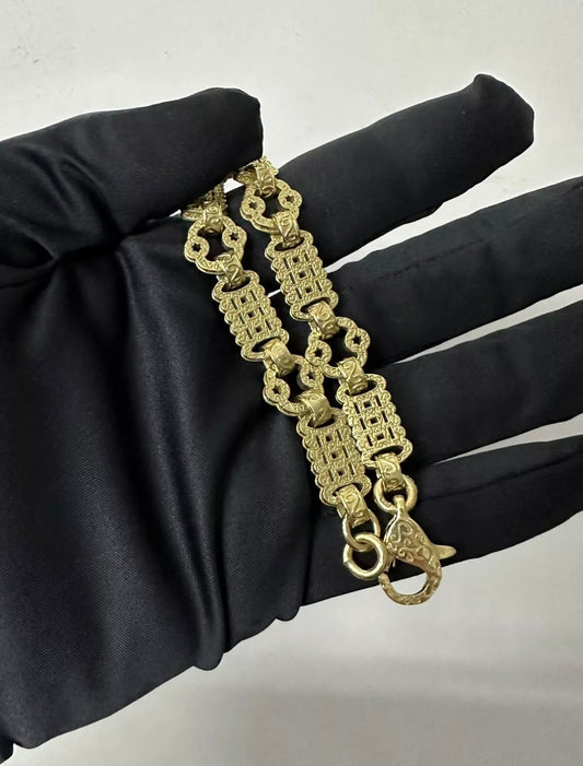 9ct Gold On Silver Stars & Bars Bracelet - 10mm