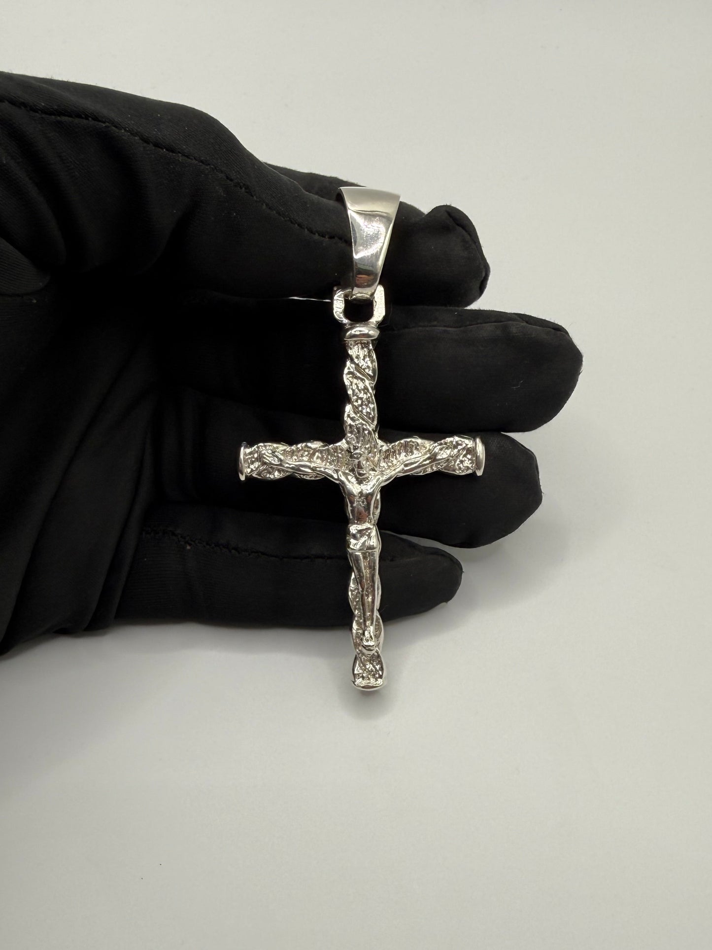 Silver Cross Pendant Mens - Large Bail