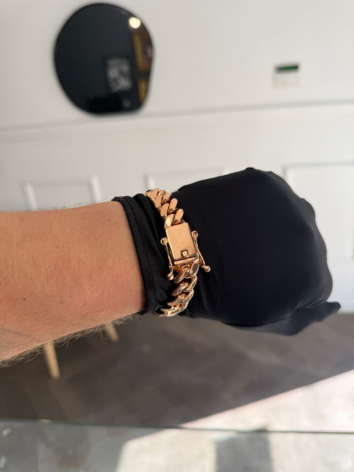 Rose Gold On Silver 13.5mm Cuban Bracelet