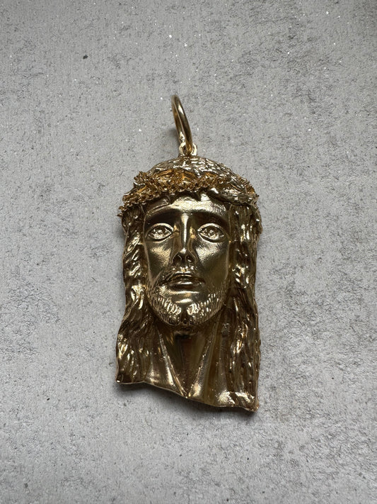 9ct Gold On Silver Jesus Pendant - XL Bail