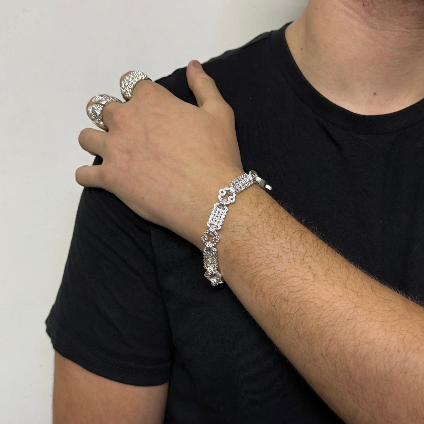 Silver Stars And Bars Bracelet - 10mm