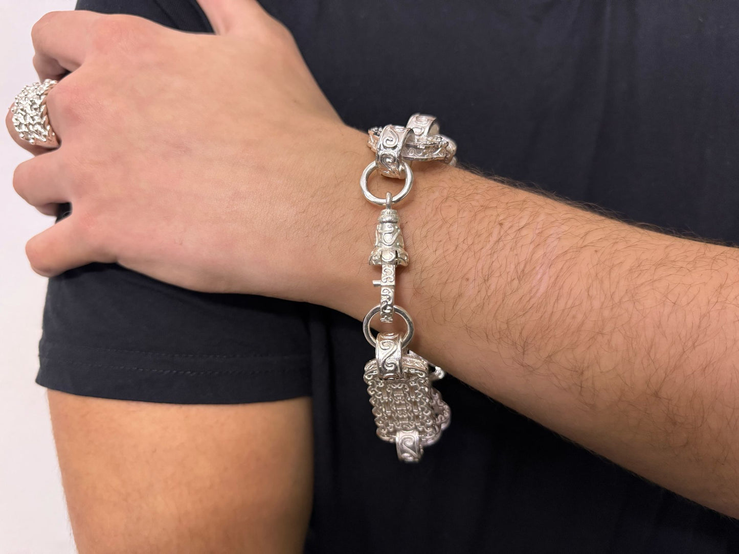 Silver Stars And Bars Bracelet - 20mm
