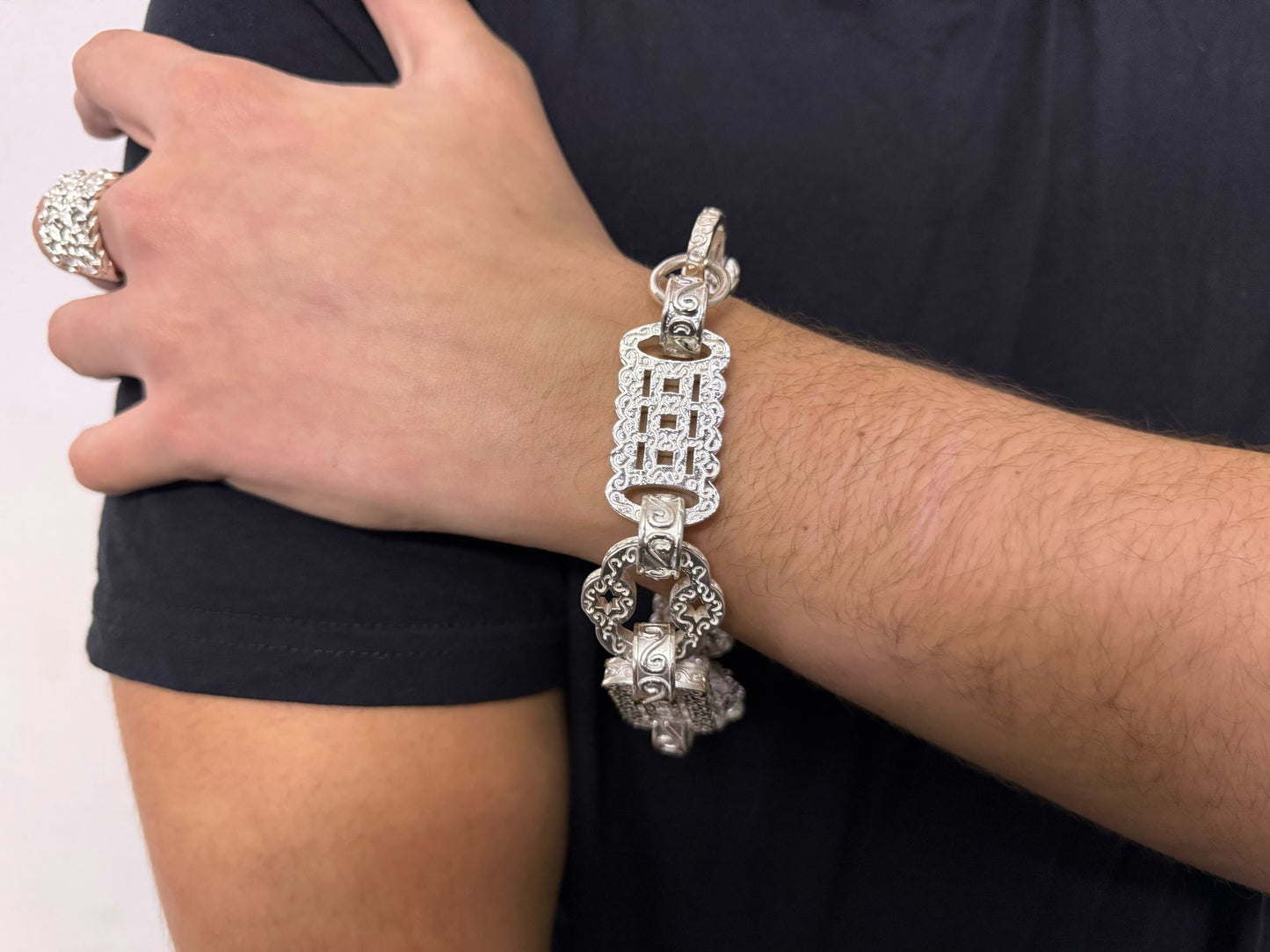 Silver Stars And Bars Bracelet - 20mm