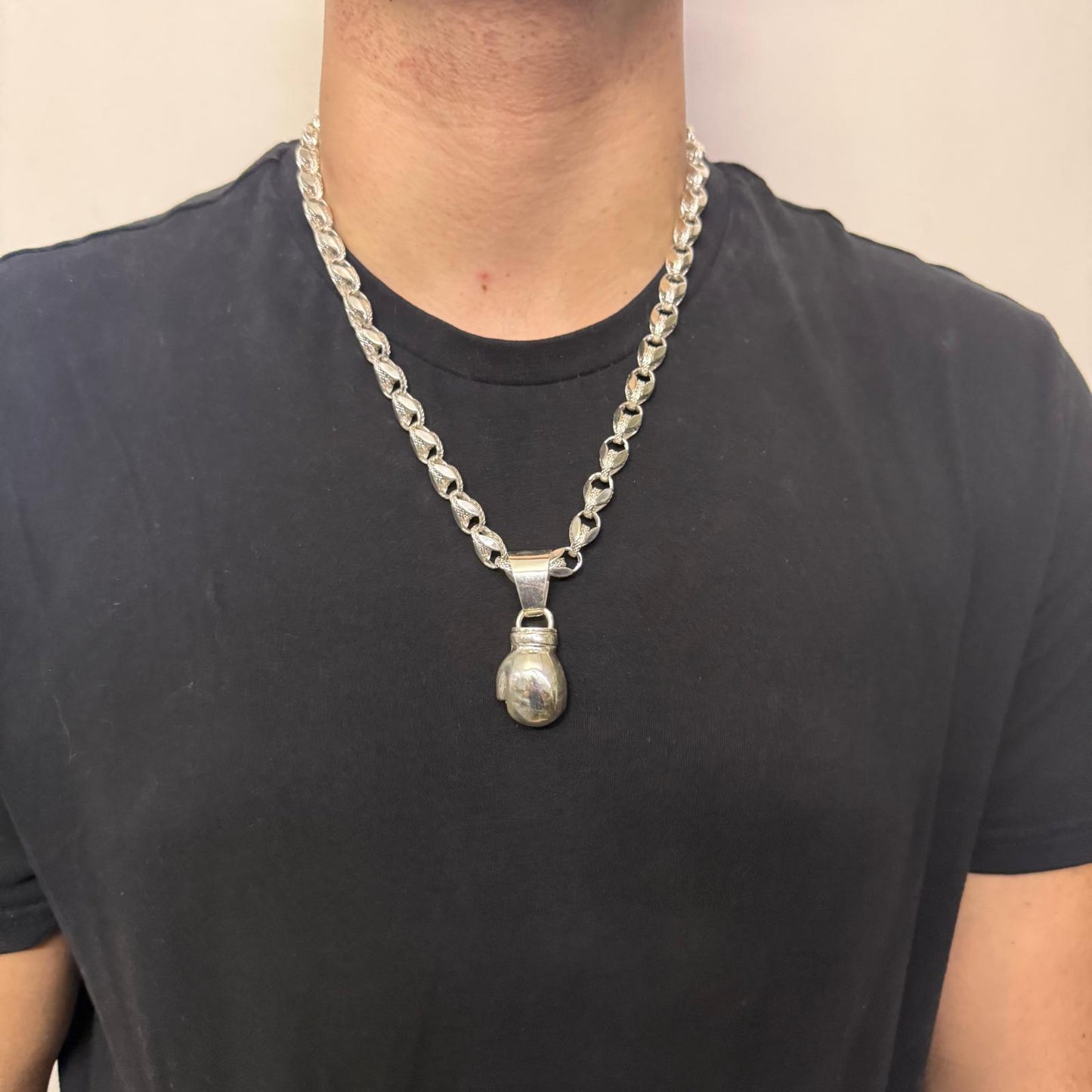 Silver Boxing Glove Pendant - Large Bail