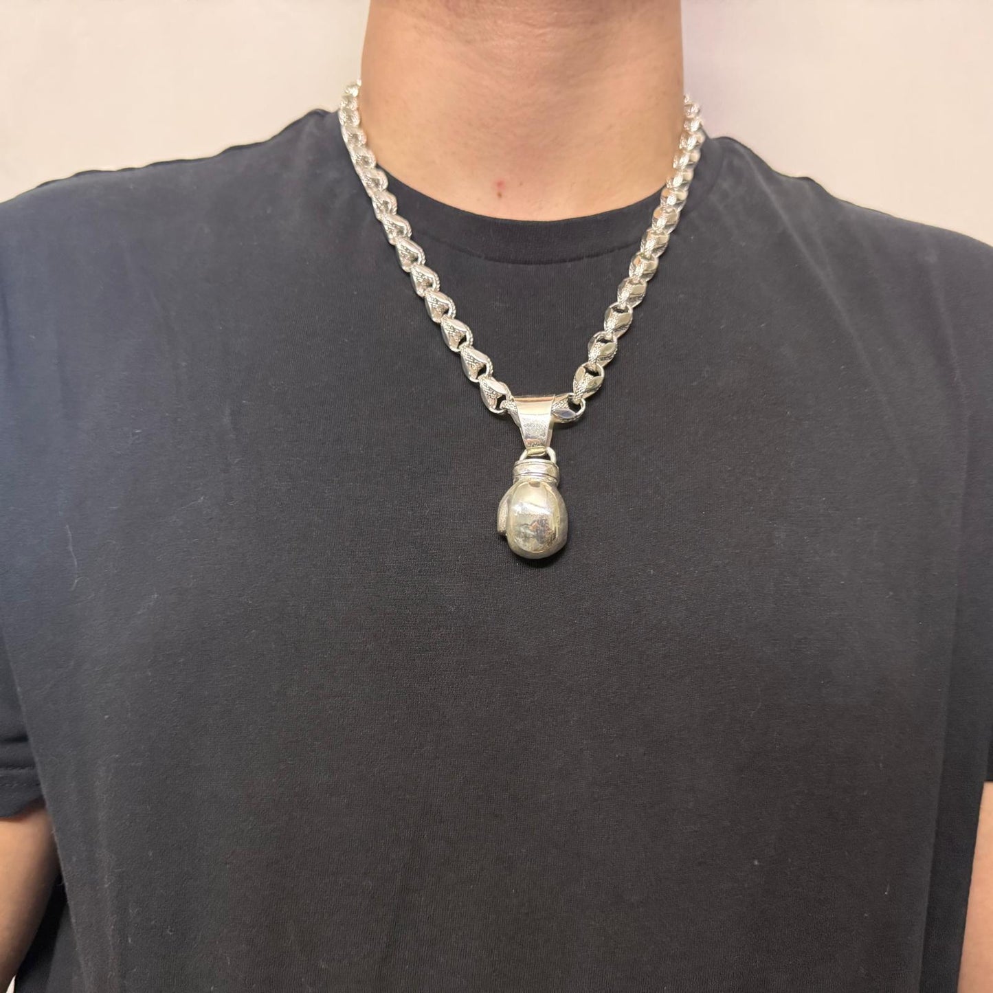 Silver Boxing Glove Pendant - Large Bail