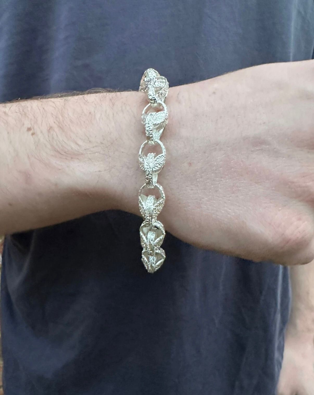 Silver Tulip Bracelet 10mm Pattern