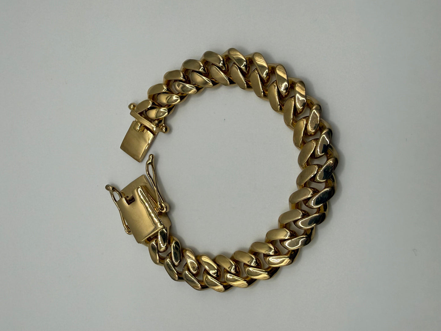 Gold on silver 14mm cuban bracelet