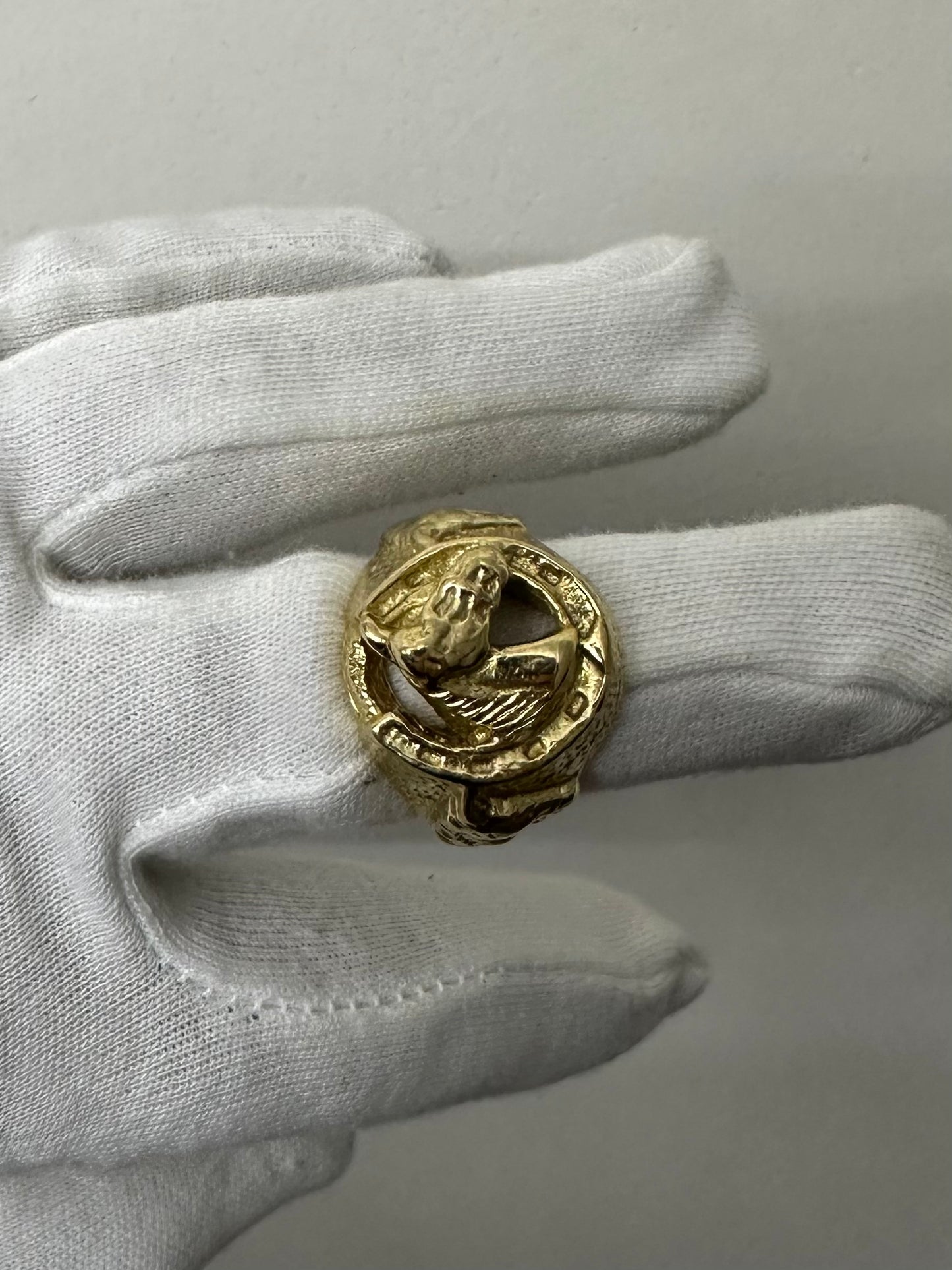 9ct Gold On Silver Gypsy Horse Ring