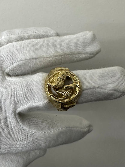 9ct Gold On Silver Gypsy Horse Ring