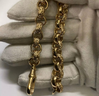 9ct Gold On Silver Belcher Bracelet - 10mm
