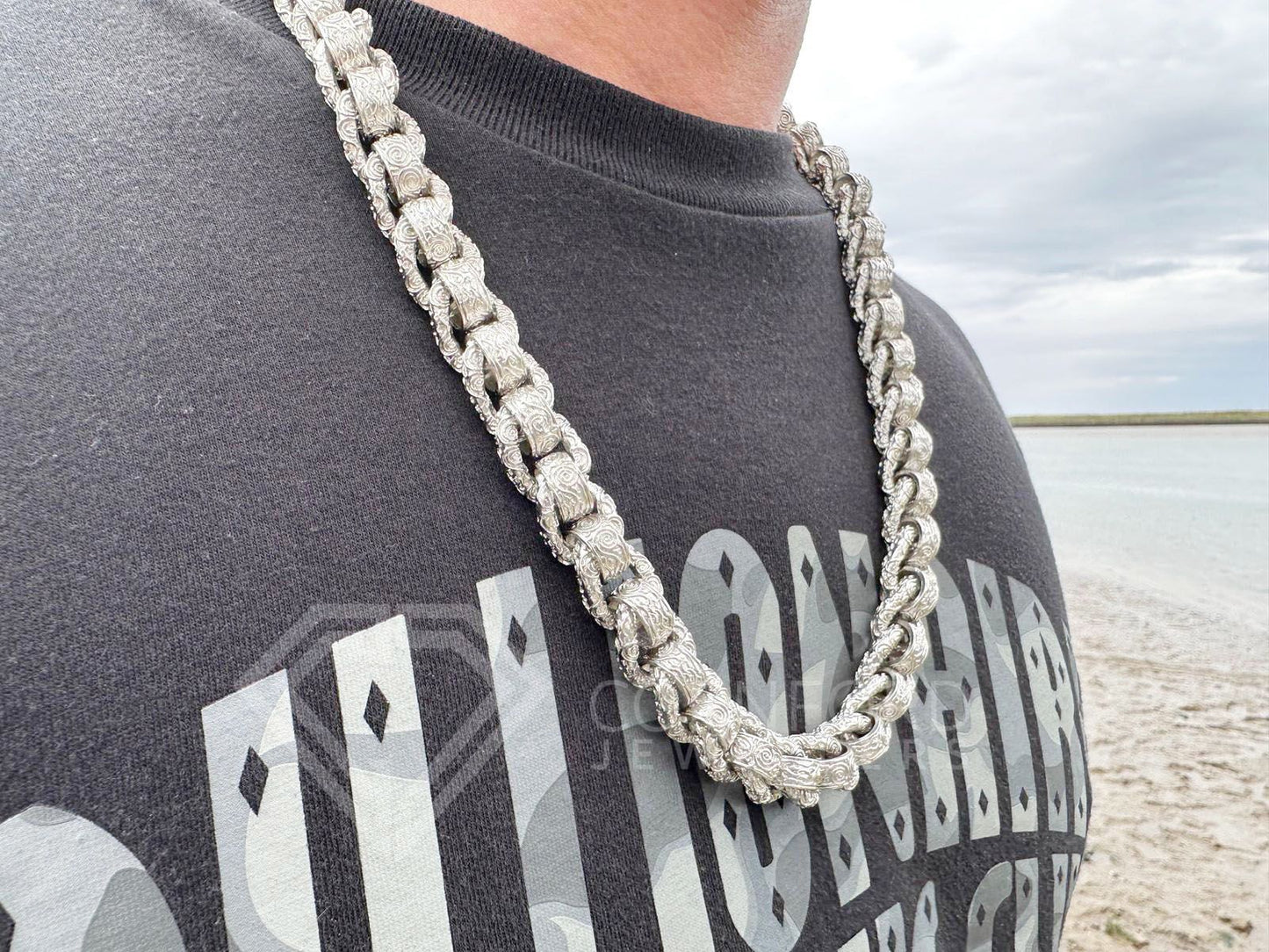 Silver mens rollerball chain - 15mm