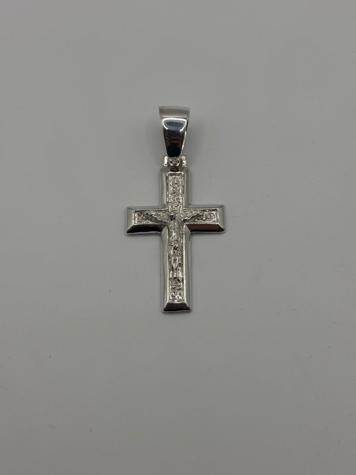 Silver crucifix pendant - large bail