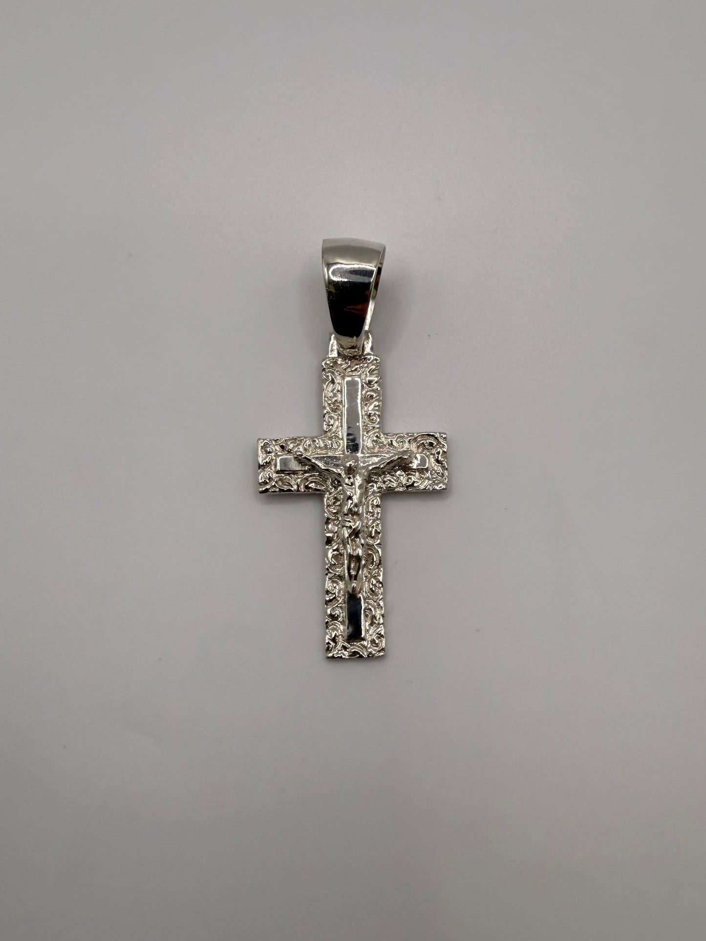 Silver Cross Pendant Mens - Large Bail