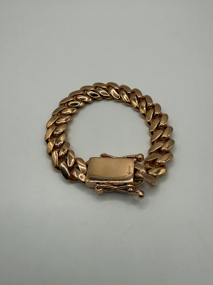 Rose Gold On Silver 13.5mm Cuban Bracelet
