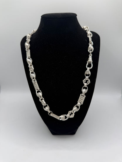 Silver Tulip Stars & Bars Chain - 10mm