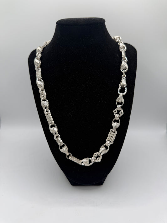 Silver Tulip Stars & Bars Chain - 10mm