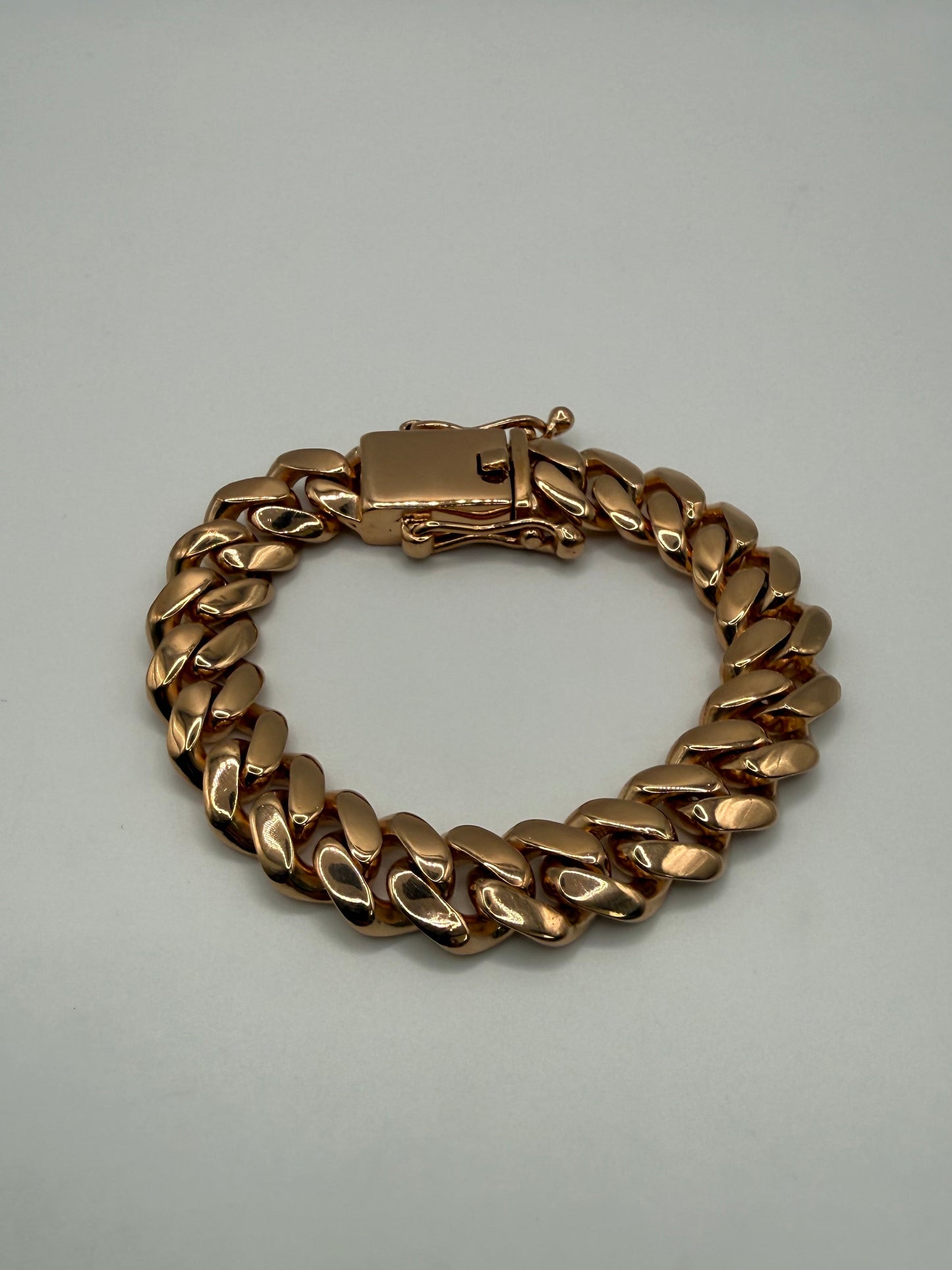 Rose Gold On Silver 13.5mm Cuban Bracelet