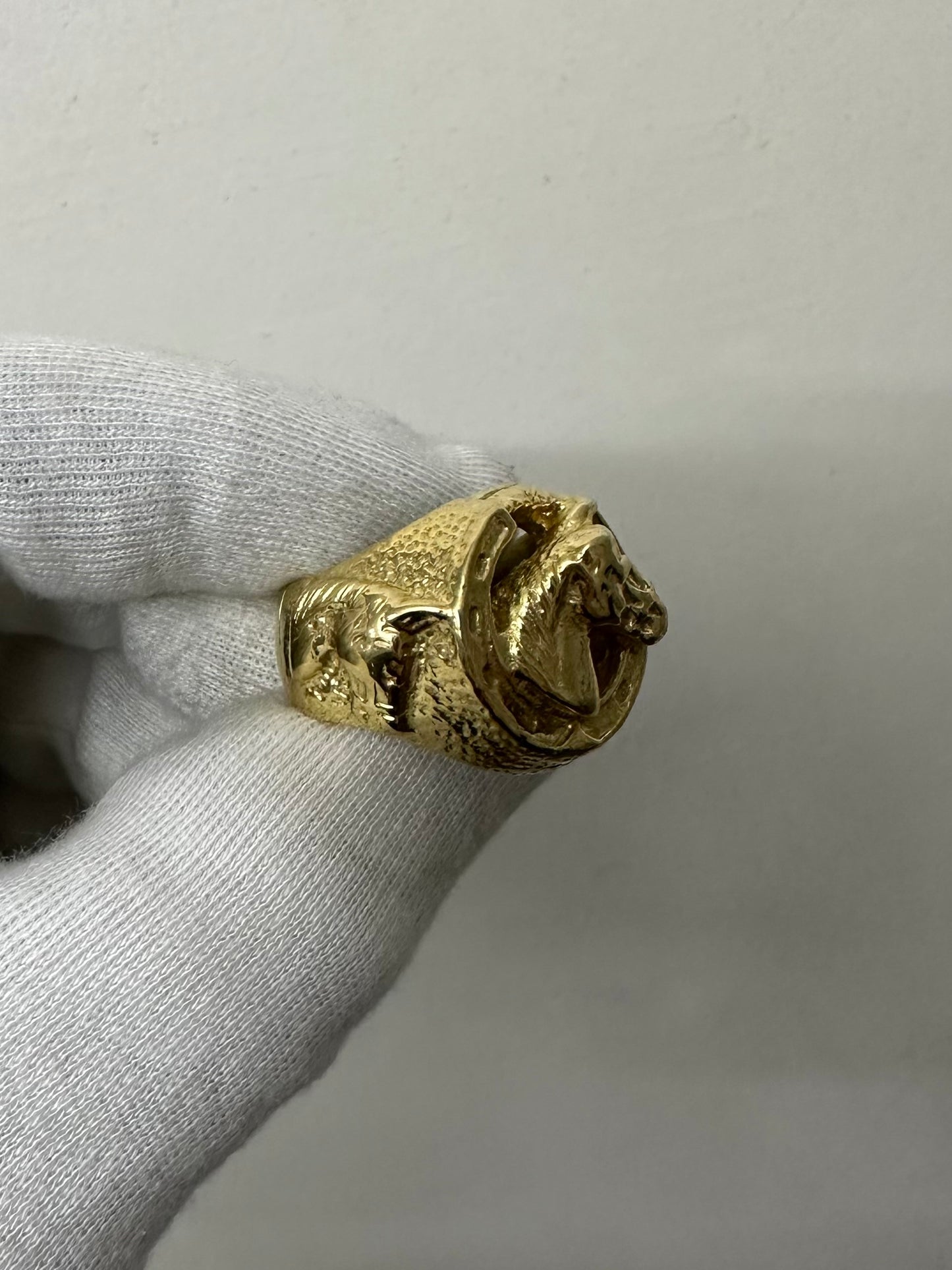 9ct Gold On Silver Gypsy Horse Ring