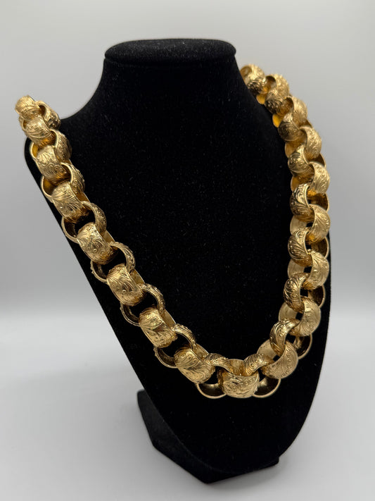 9ct Gold On Silver Belcher Chain Mens - 21mm