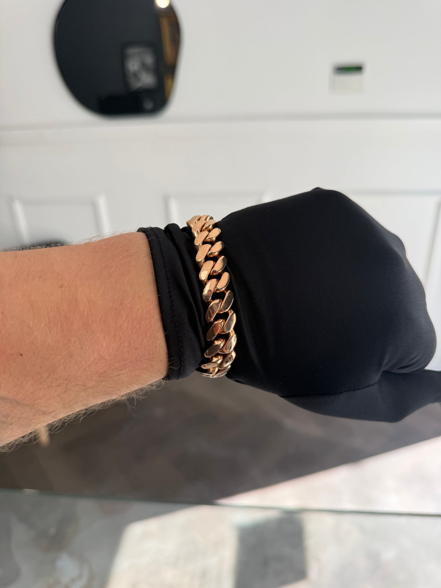 Rose Gold On Silver 13.5mm Cuban Bracelet