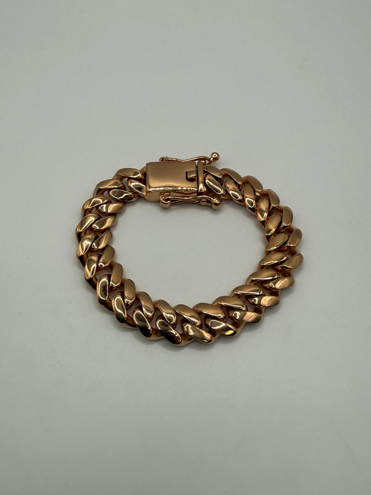 Rose Gold On Silver 13.5mm Cuban Bracelet