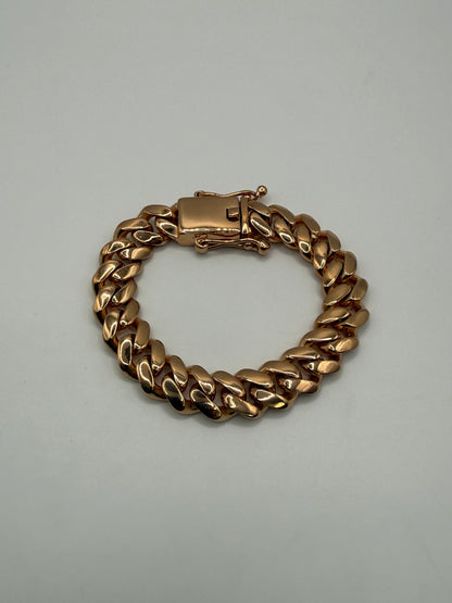 Rose Gold On Silver 13.5mm Cuban Bracelet