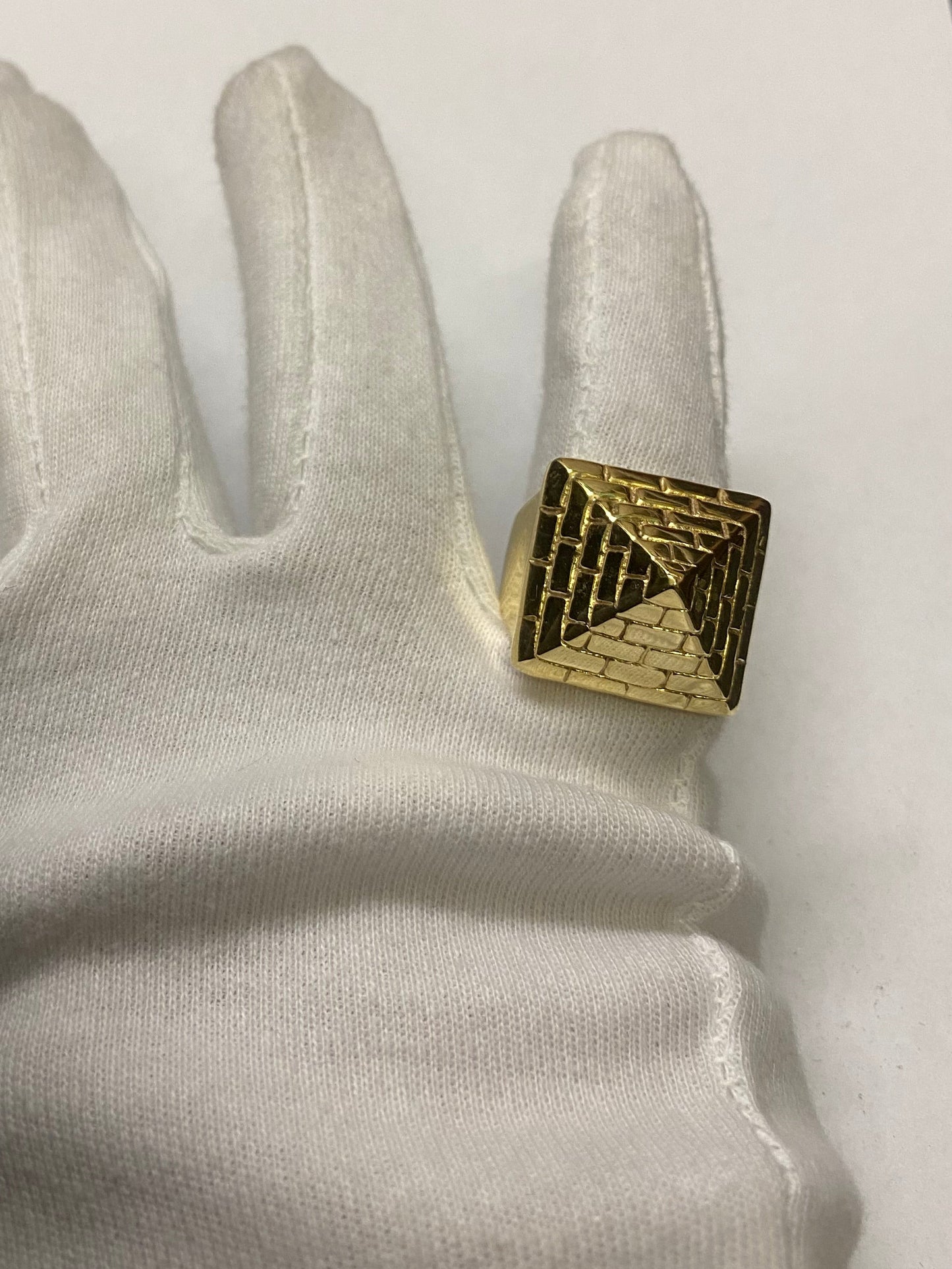 9ct Gold On Silver Pyramid Ring - All Sizes