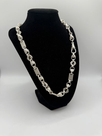 Silver Tulip Stars & Bars Chain - 10mm