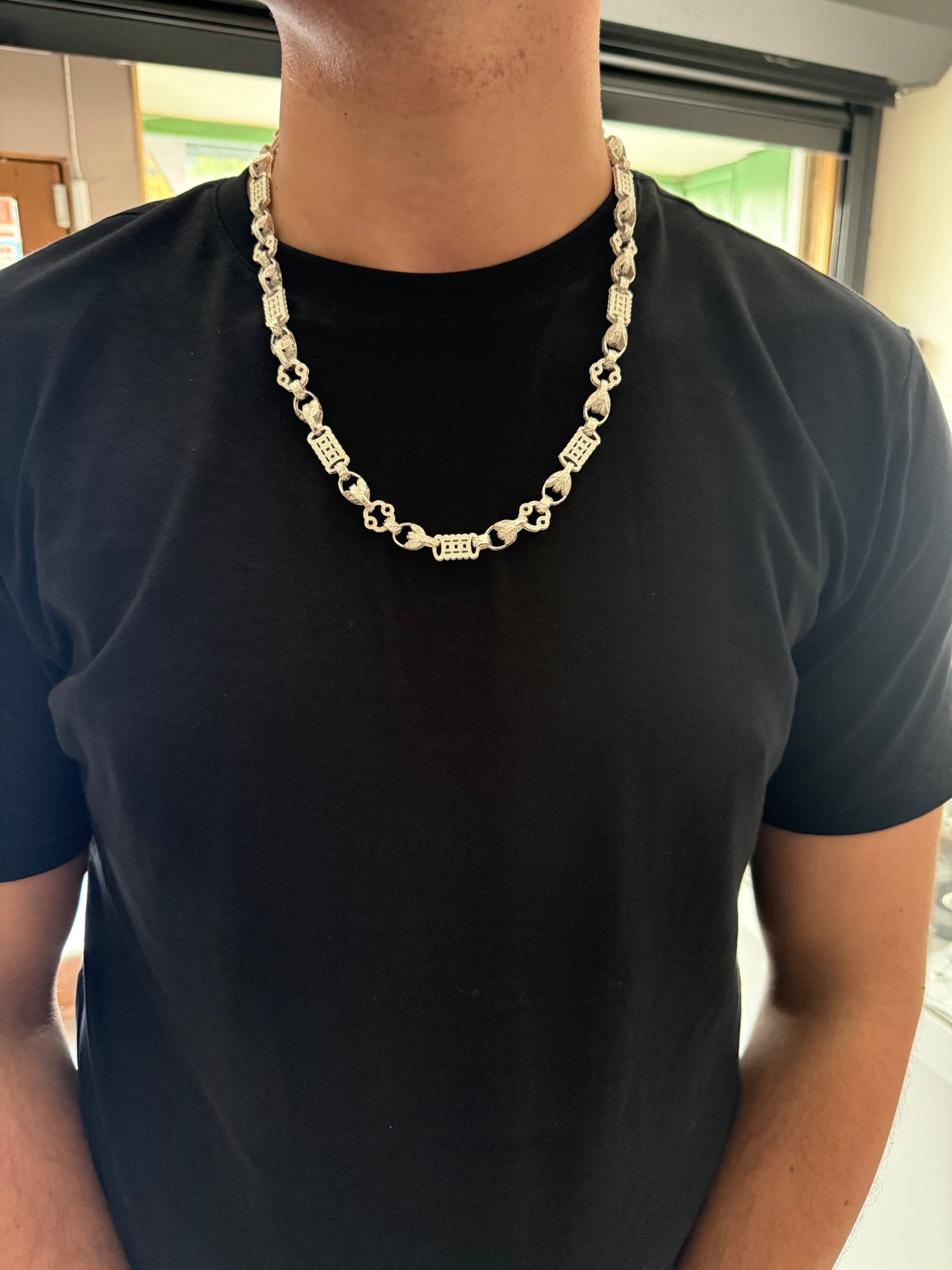 Silver Tulip Stars & Bars Chain - 10mm