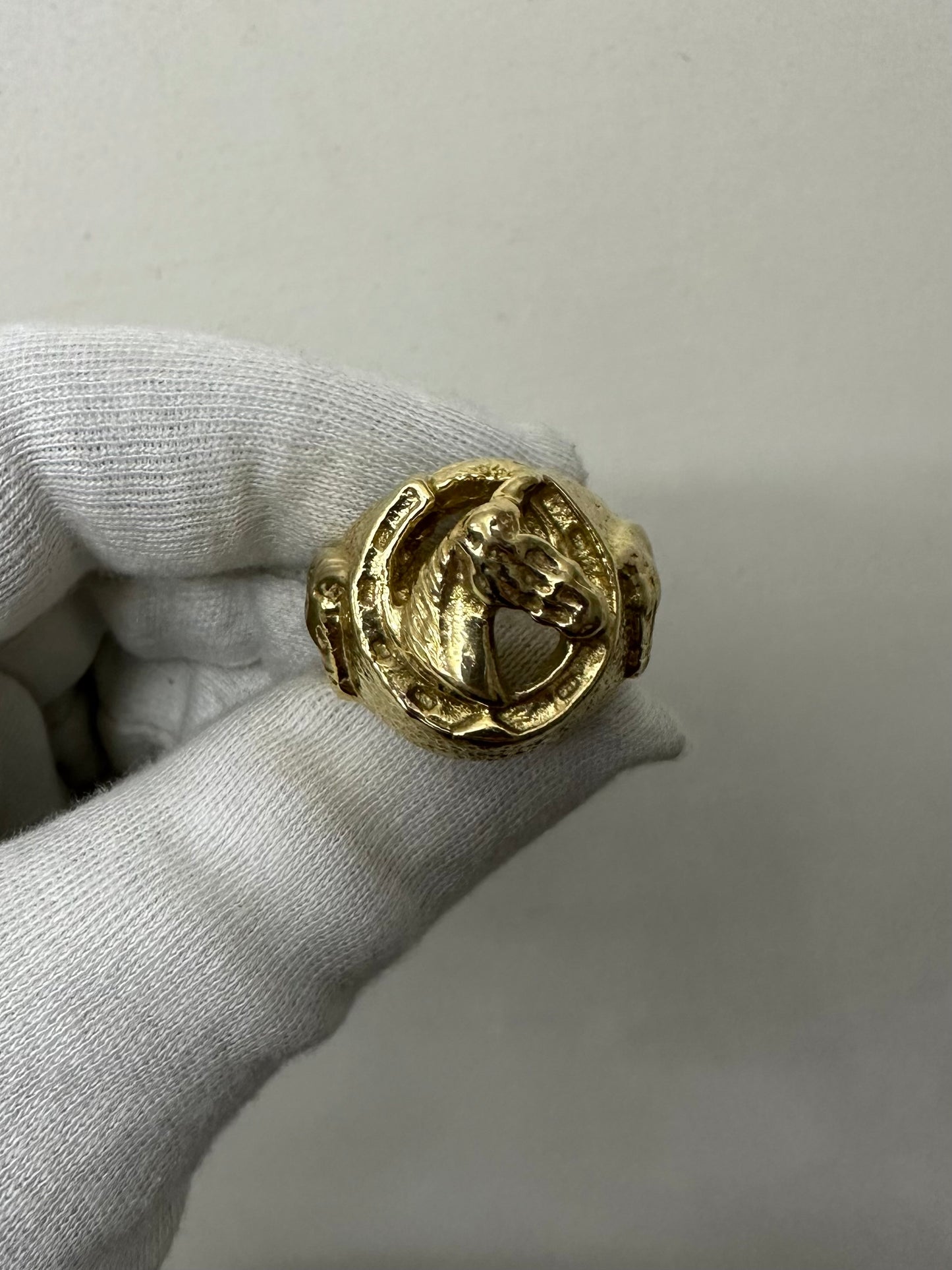 9ct Gold On Silver Gypsy Horse Ring