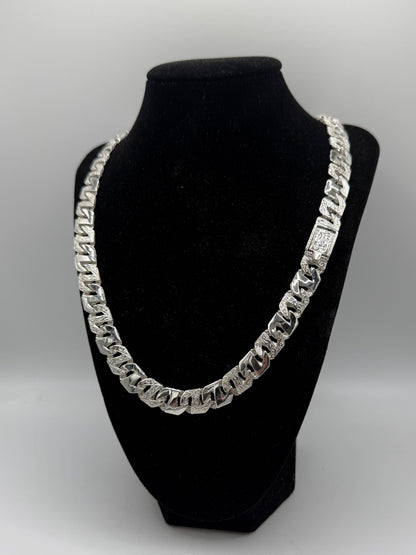 Silver Z link chaps chain - 11.5mm