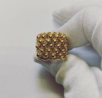 9CT Gold On Silver 5 Row Keeper Ring - All Sizes
