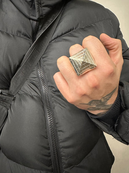 Silver pyramid ring heavy - all sizes