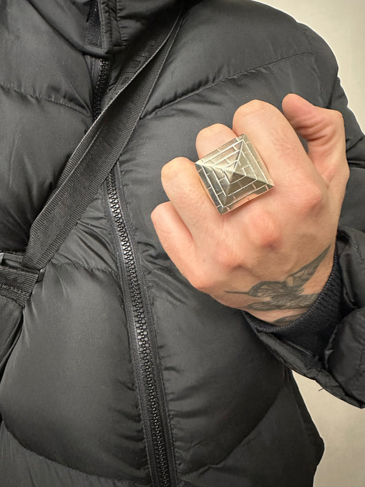 Silver pyramid ring heavy - all sizes