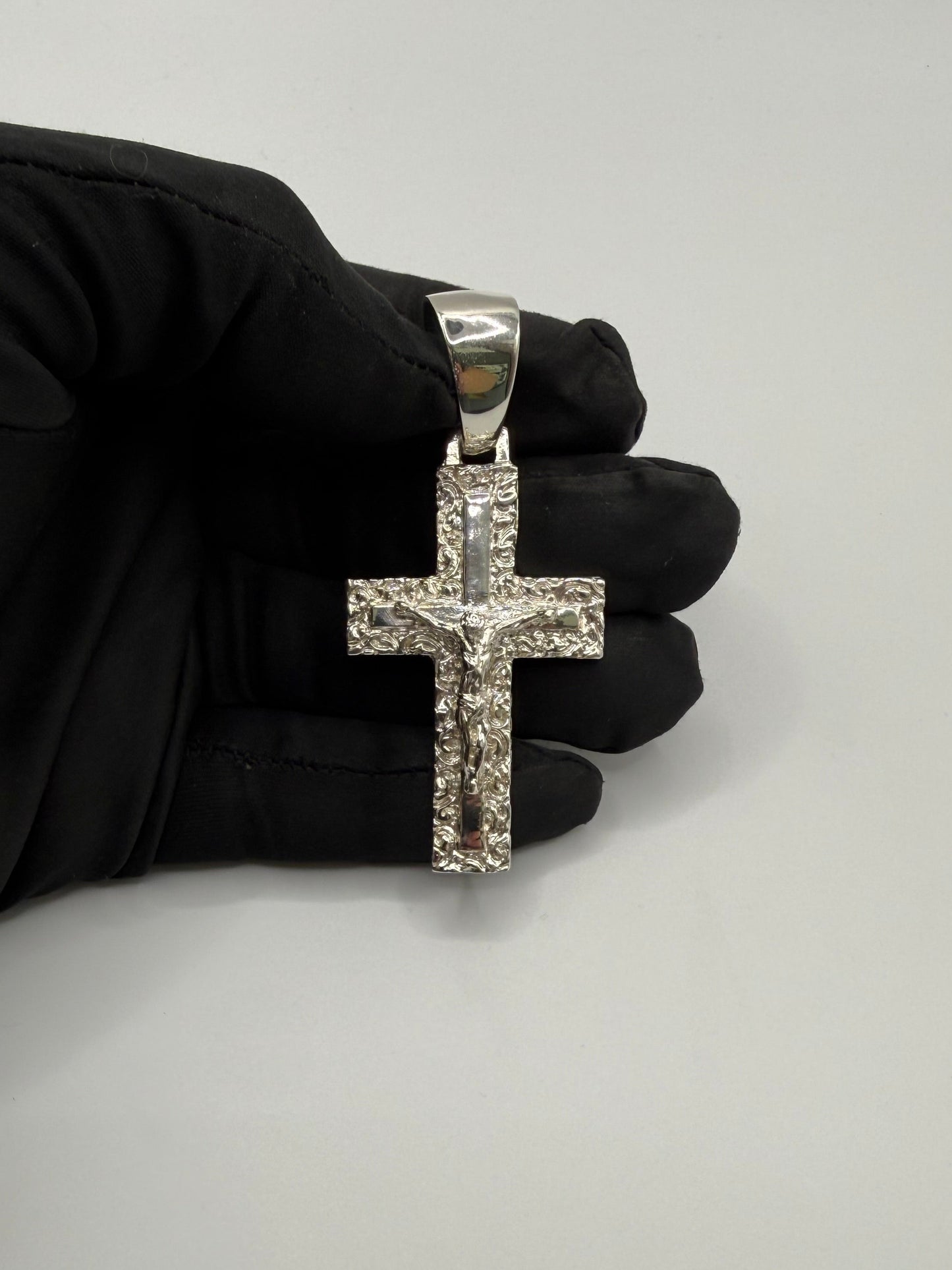 Silver Cross Pendant Mens - Large Bail
