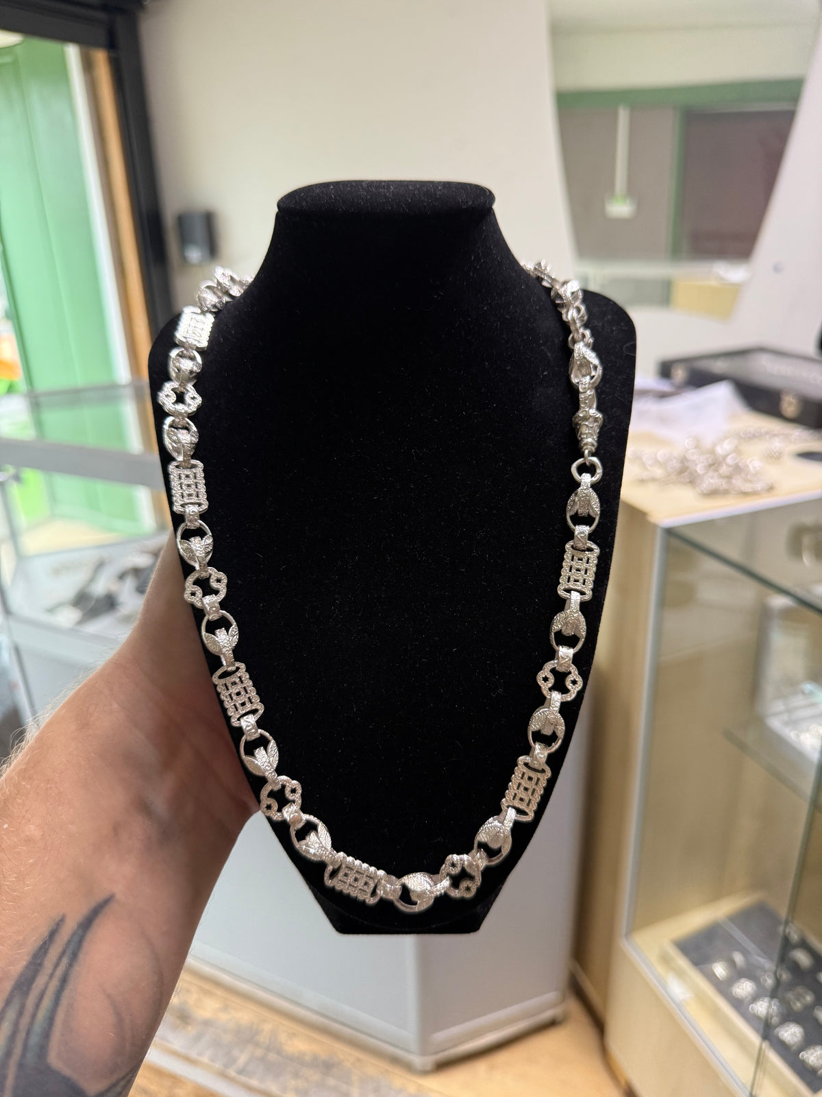 Silver Tulip Stars & Bars Chain - 10mm