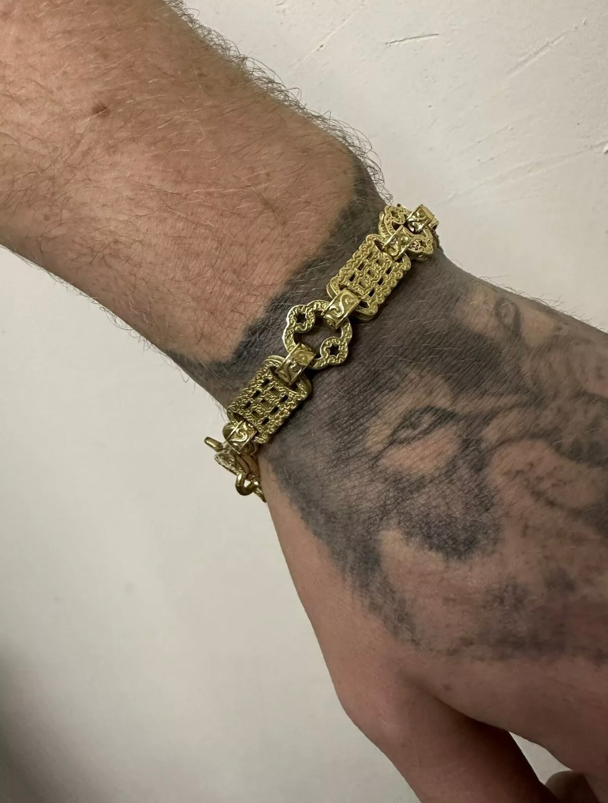 9ct Gold On Silver Stars & Bars Bracelet - 10mm