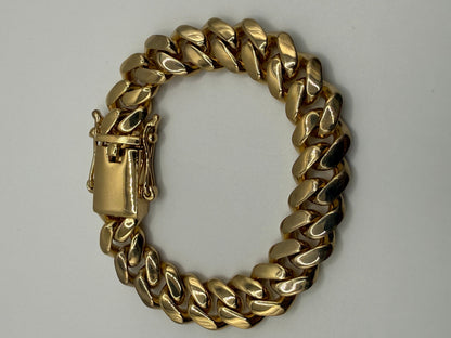 Gold on silver 14mm cuban bracelet