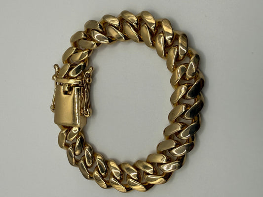 Gold on silver 14mm cuban bracelet