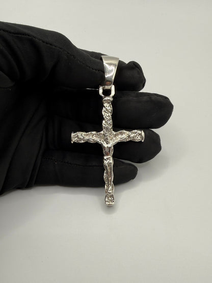 Silver Cross Pendant Mens - Large Bail