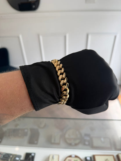 Gold on silver 14mm cuban bracelet