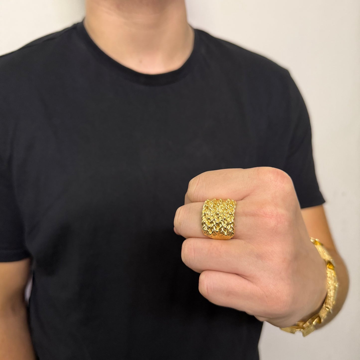 9ct Gold On Silver 5 Row Keeper Ring