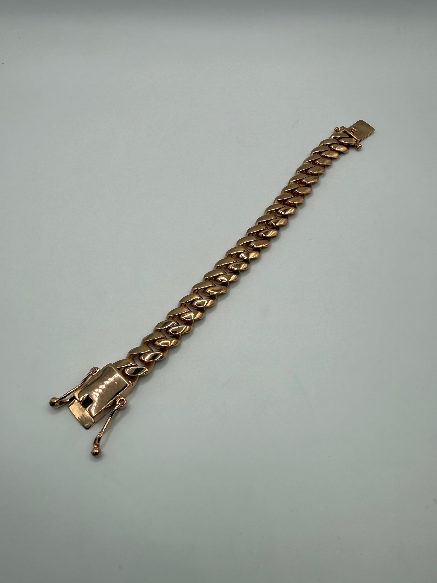 Rose Gold On Silver 13.5mm Cuban Bracelet