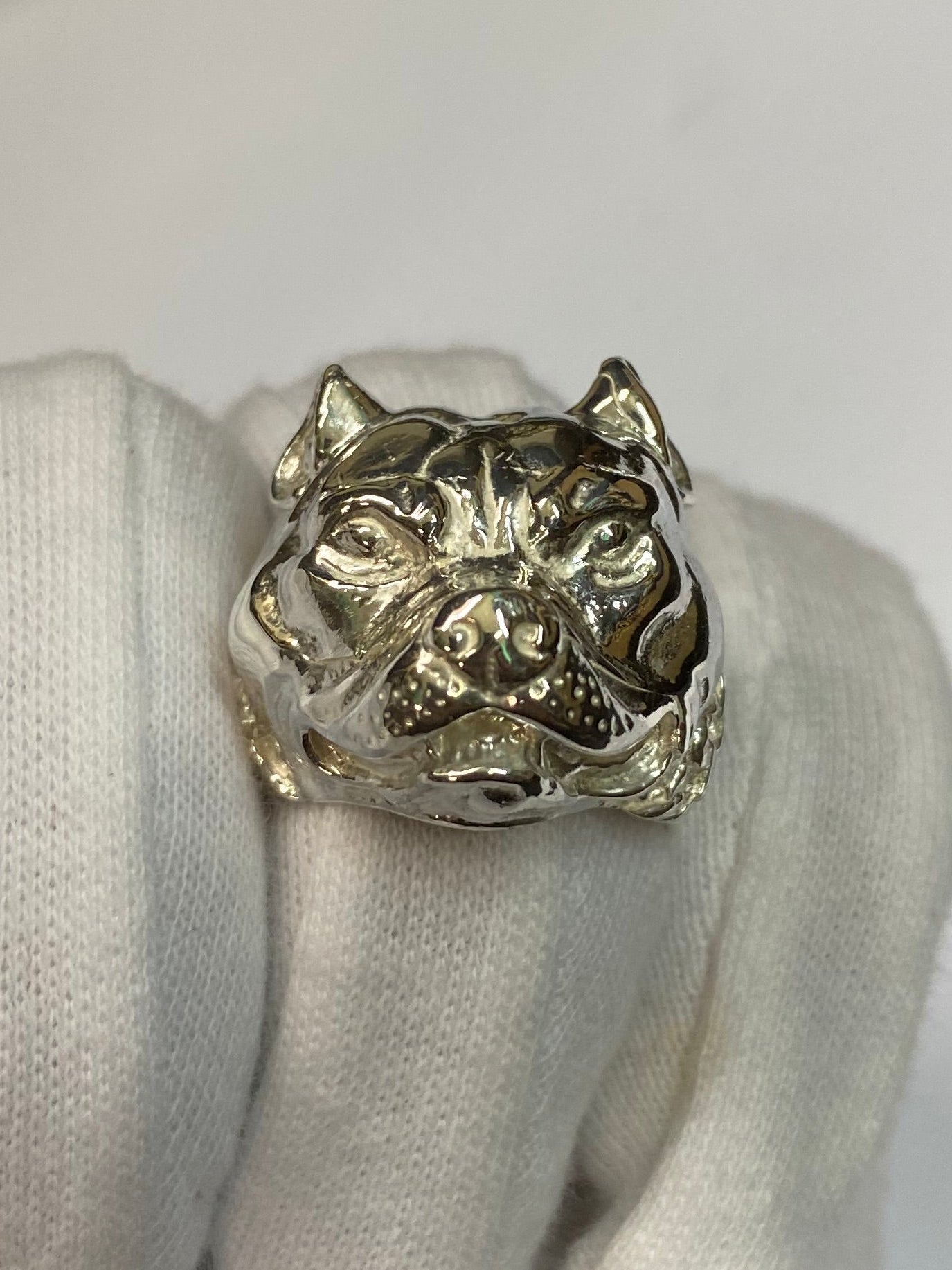 Silver Dog Staff Ring Mens - All Sizes