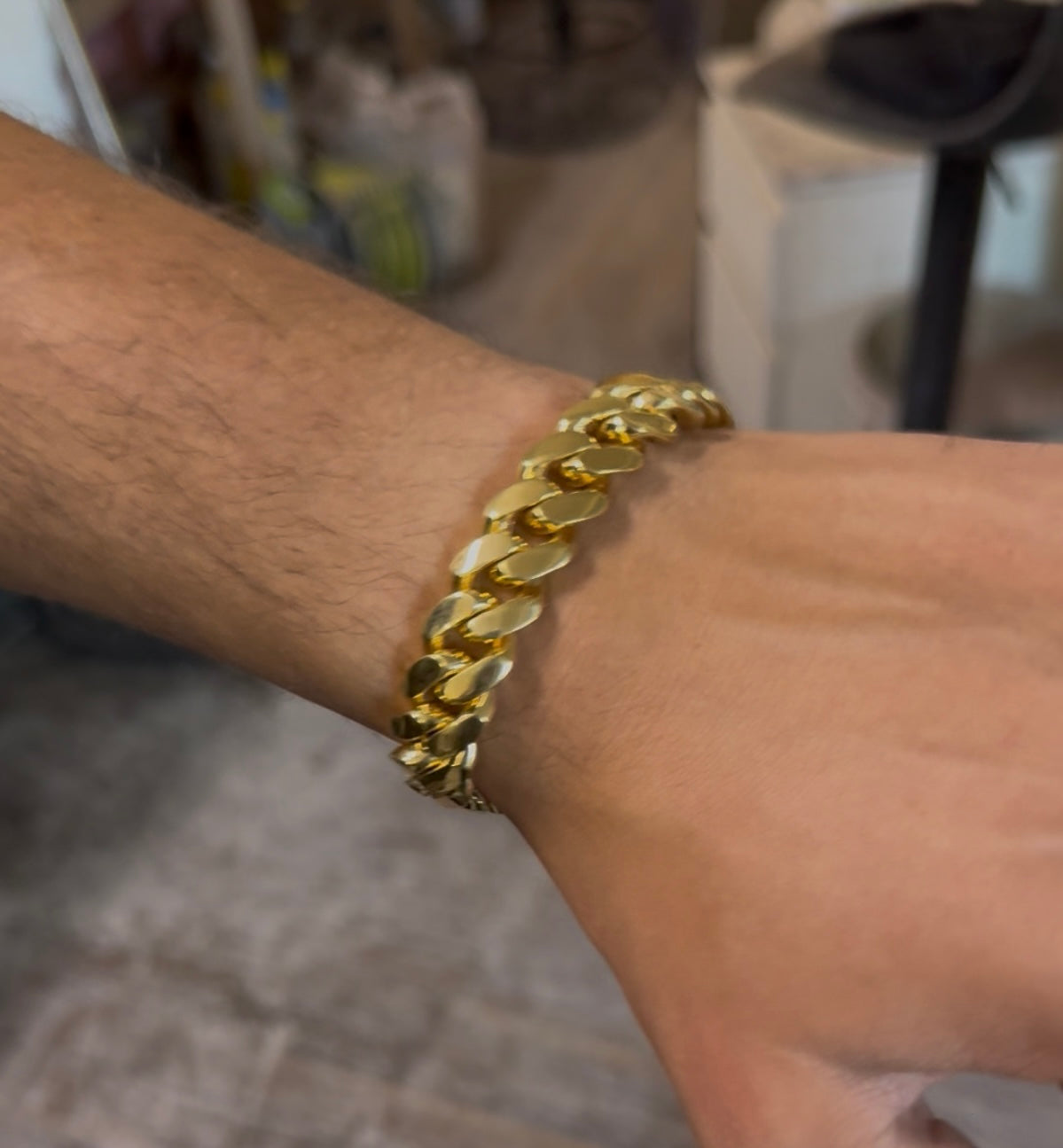 Gold on silver 14mm cuban bracelet