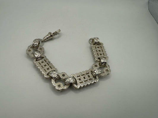 Silver Stars And Bars Bracelet - 20mm